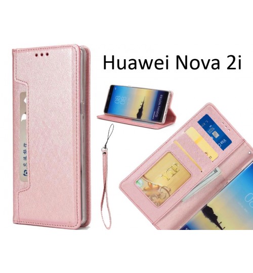 Huawei Nova 2i Case Silk Texture Leather Wallet Case 4 Cards 1 Id Magnet - Rose Gold