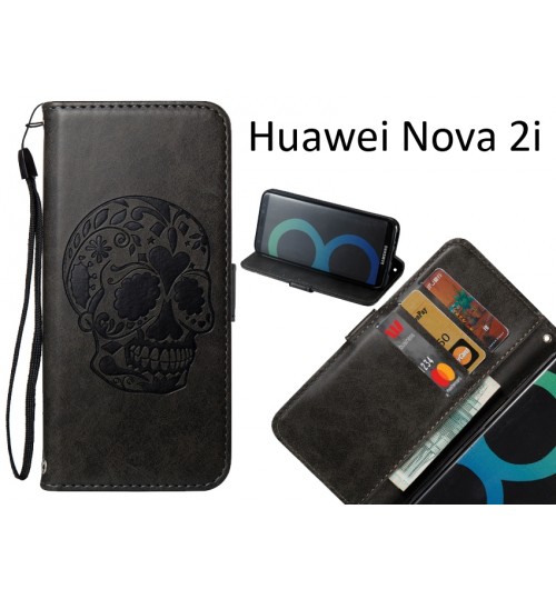 Huawei Nova 2i case skull vintage leather wallet case