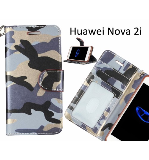 Huawei Nova 2i Case Camouflage Leather Wallet Case Cover - Grey