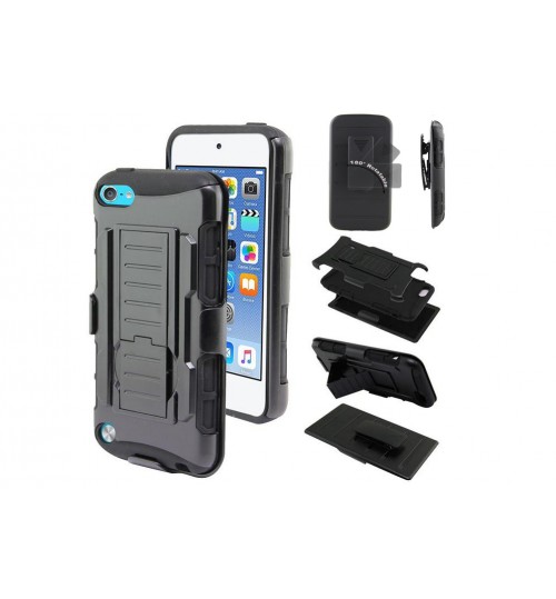 iPod Touch 5 Hybrid armor Case+Belt Clip Holster