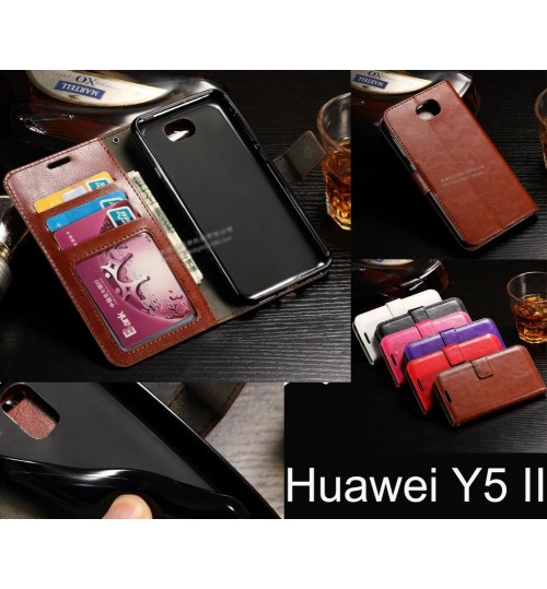 Huawei Y5 Ii Y6 Elite Case Vintage Fine Leather Wallet Case - Brown