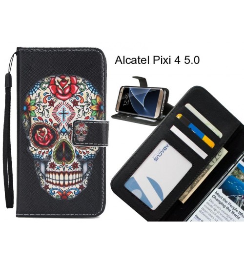 Alcatel Pixi 4 5.0 case 3 card leather wallet case printed ID