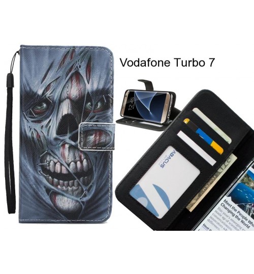 Vodafone Turbo 7 case 3 card leather wallet case printed ID