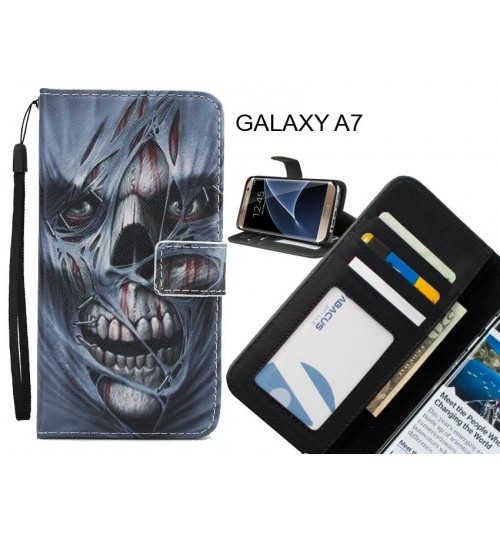 GALAXY A7 case 3 card leather wallet case printed ID