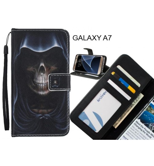 GALAXY A7 case 3 card leather wallet case printed ID