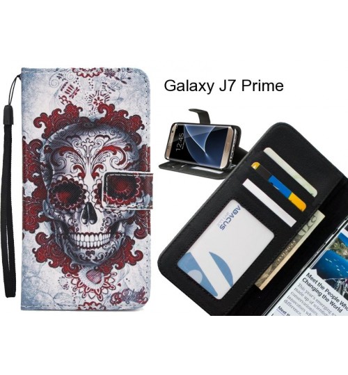 Galaxy J7 Prime case 3 card leather wallet case printed ID