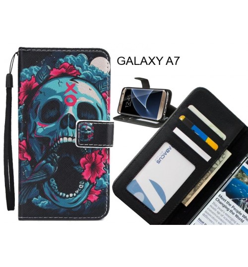 GALAXY A7 case 3 card leather wallet case printed ID