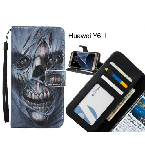 Huawei Y6 II case 3 card leather wallet case printed ID