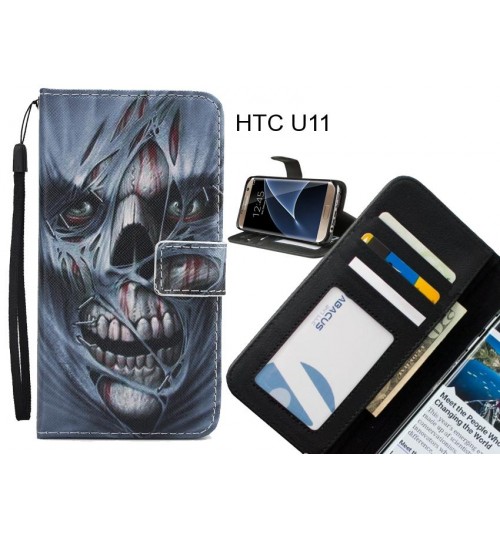 HTC U11 case 3 card leather wallet case printed ID
