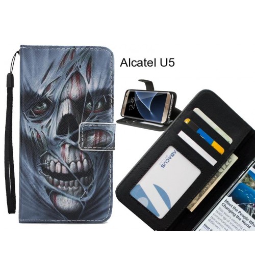 Alcatel U5 case 3 card leather wallet case printed ID