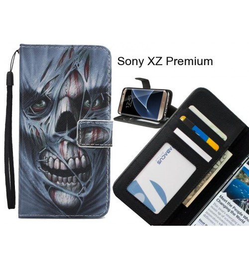 Sony XZ Premium case 3 card leather wallet case printed ID