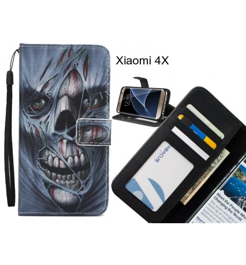 Xiaomi 4X case 3 card leather wallet case printed ID