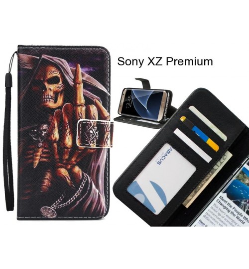 Sony XZ Premium case 3 card leather wallet case printed ID