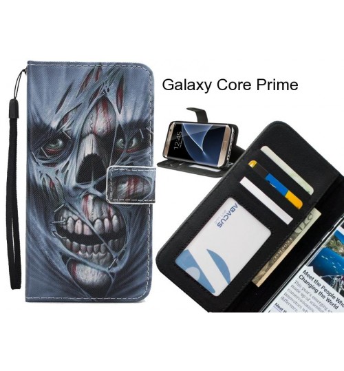 Galaxy Core Prime case 3 card leather wallet case printed ID