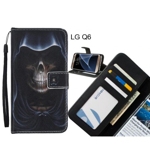 LG Q6 case 3 card leather wallet case printed ID