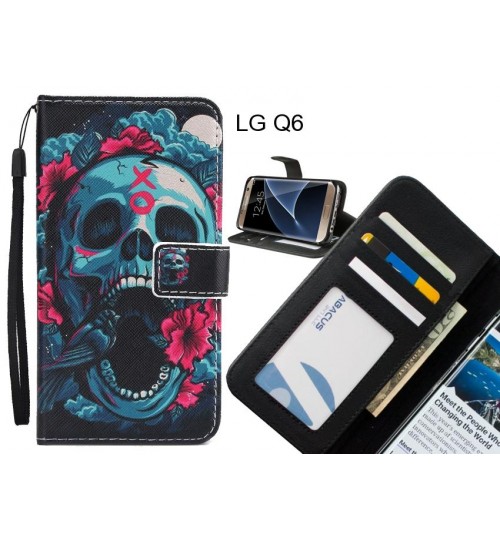 LG Q6 case 3 card leather wallet case printed ID