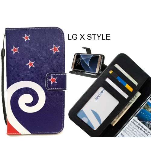 LG X STYLE case 3 card leather wallet case printed ID