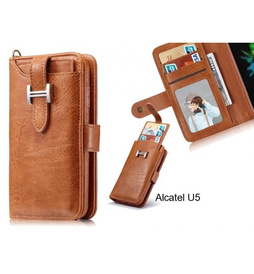 Alcatel U5 Case Retro leather case multi cards cash pocket