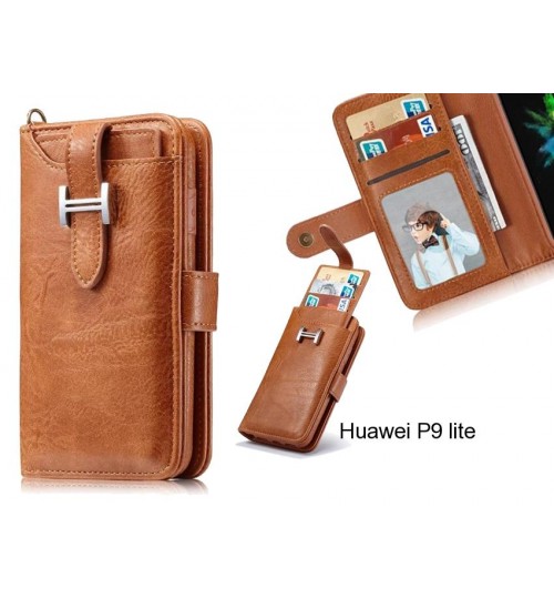 Huawei P9 Lite Case Retro Leather Case Multi Cards Cash Pocket - Brown