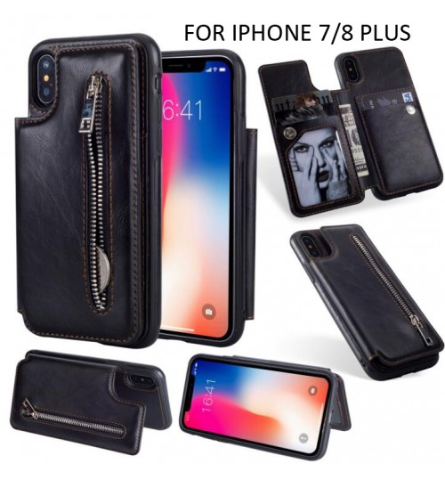 iPhone 7 Plus iPhone 8 Plus CASE Leather Flip Wallet Card Holder Case Cover