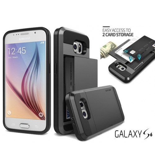 Galaxy S6 impact proof hybrid case card holder