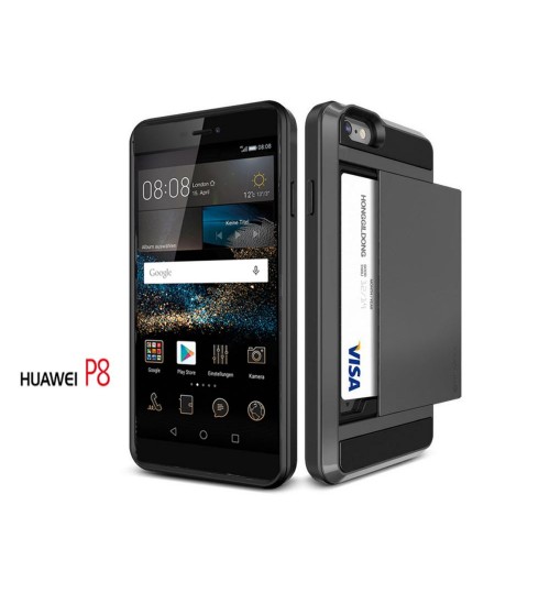 Huawei P8 impact proof hybrid case card holder