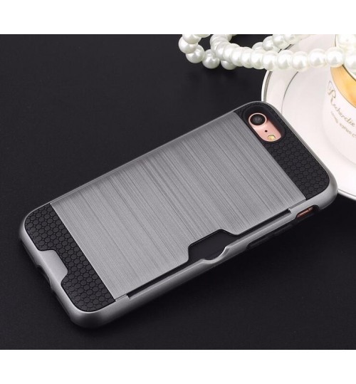 iphone 5 5s se impact proof hybrid case card clip Brushed Metal Texture