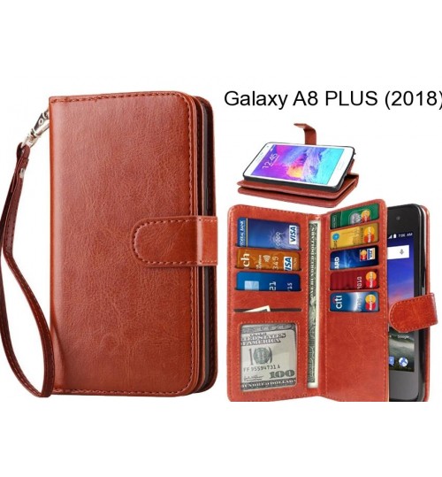 Galaxy A8 PLUS (2018) case Double Wallet leather case 9 Card Slots