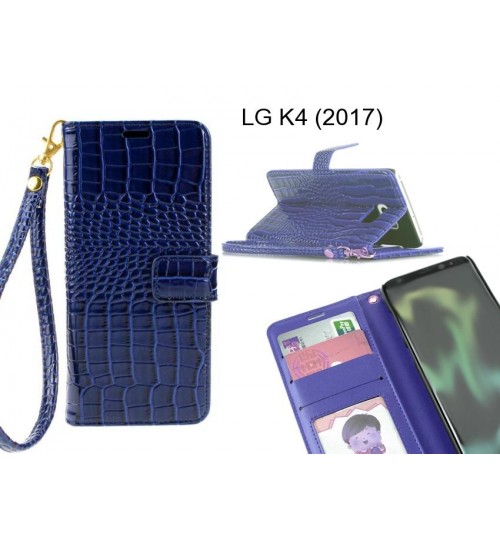Lg K4 (2017) Case Croco Wallet Leather Case - Blue
