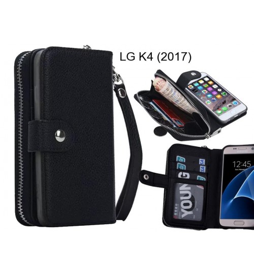 Lg K4 (2017) Case Coin Wallet Case Full Wallet Leather Case - Black
