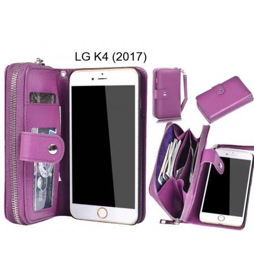 Lg K4 (2017) Case Coin Wallet Case Full Wallet Leather Case - Purple