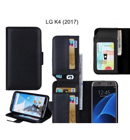 Lg K4 (2017) Case Leather Wallet Case Cover - Black