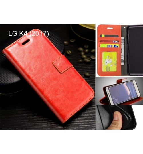 Lg K4 (2017) Case Fine Leather Wallet Case - Red