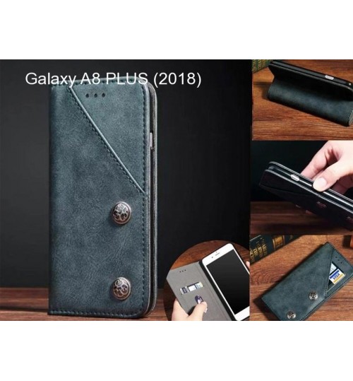 Galaxy A8 PLUS (2018) Case ultra slim retro leather wallet case 2 cards magnet
