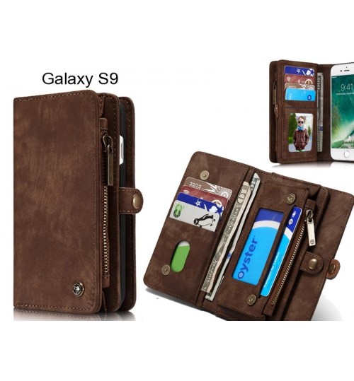 Galaxy S9 Case Retro leather case multi cards cash pocket & zip