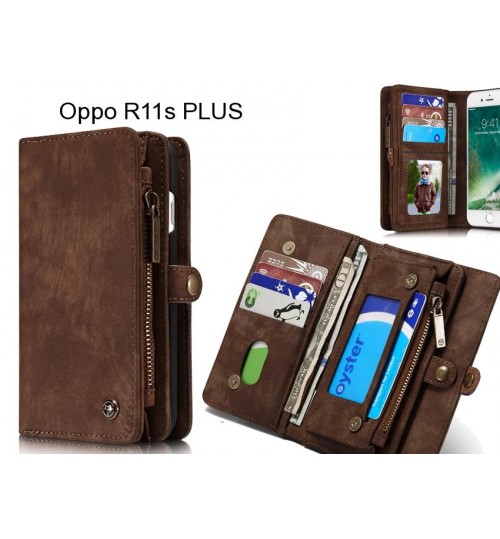 Oppo R11s PLUS Case Retro leather case multi cards cash pocket & zip