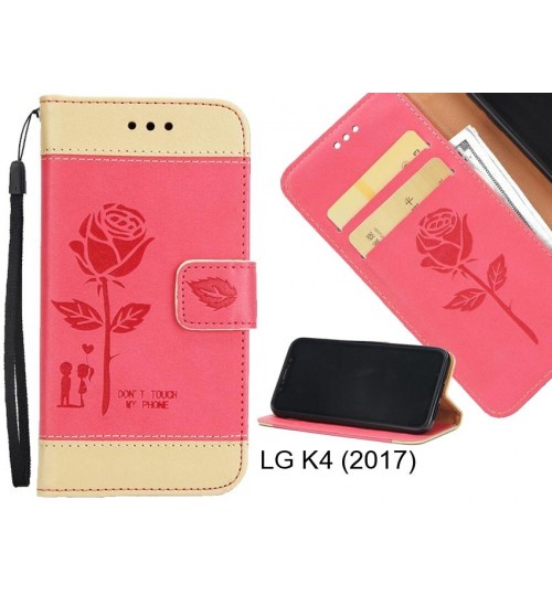 LG K4 (2017) case 3D Embossed Rose Floral Leather Wallet cover case