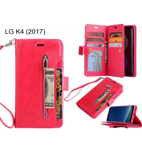 LG K4 (2017) case 10 cards slots wallet leather case with zip