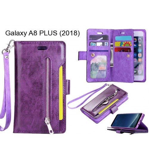 Galaxy A8 PLUS (2018) case 10 cards slots wallet leather case with zip