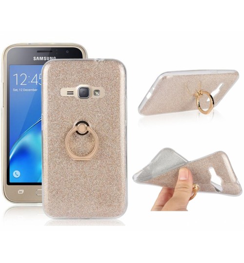 Galaxy J1 2016 Soft tpu Bling Kickstand Case with Ring Rotary Metal Mount