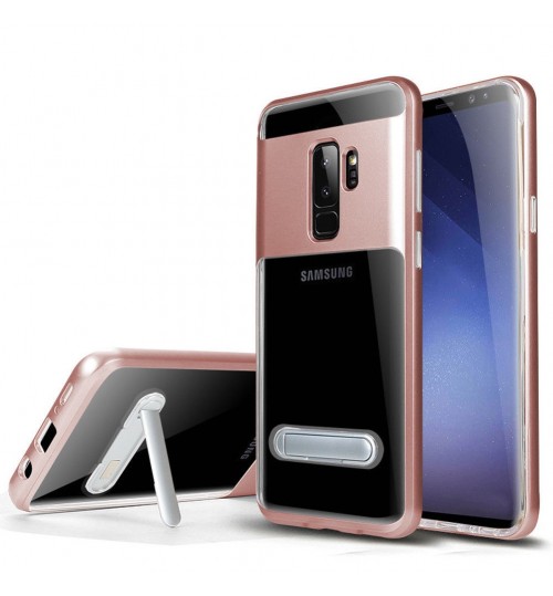 Galaxy S9 case Kickstand Clear Glossy Hybrid Rubber Case Coverl