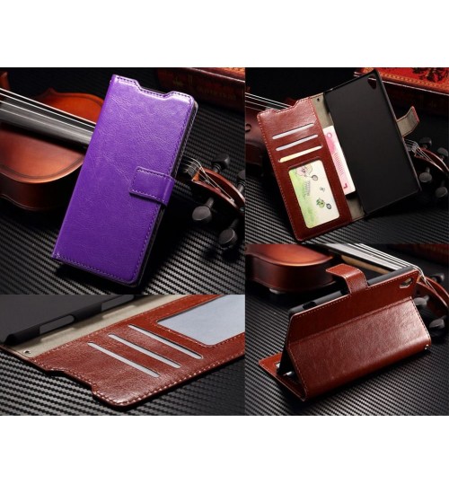 Sony Xperia Z3 Vintage Fine Leather Id Walle Case - Purple