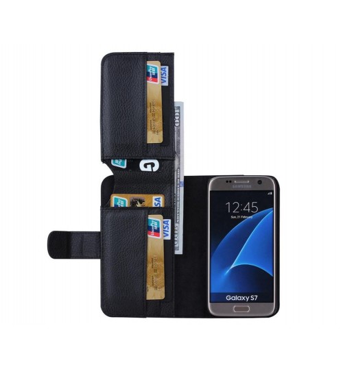 Galaxy S7 Edge Wallet Case Full Cash Pocket Id - Black