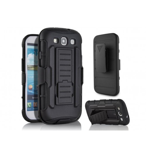 Galaxy S3 Hybrid armor Case Belt Clip Holster