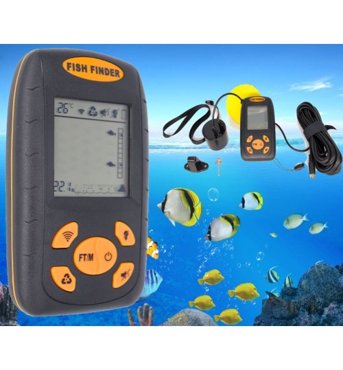 Erchang Sonar Fish Finder with Round Sonar Sensor Alarm Transducer Fish Finder