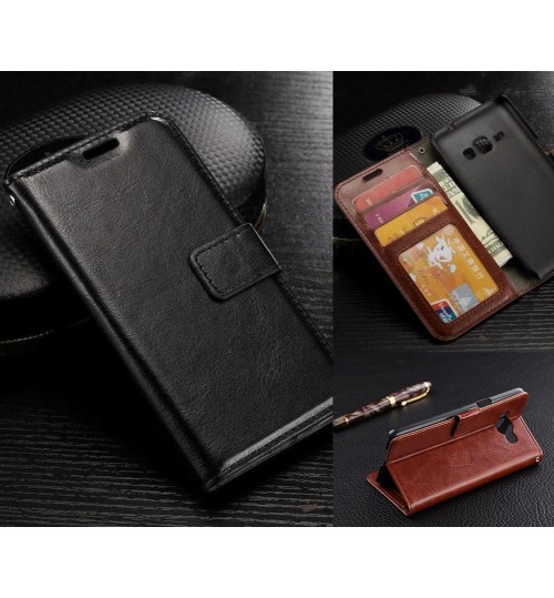 Galaxy J5 2016 Vintage Fine Leather Wallet Case+combo - Black