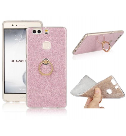 HUAWEI P9 plus Soft tpu Bling Kickstand Case with Ring Rotary Metal Mount