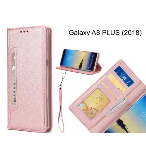 Galaxy A8 PLUS (2018) case Silk Texture Leather Wallet case 4 cards 1 ID magnet