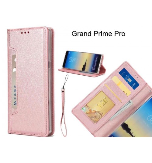 Grand Prime Pro case Silk Texture Leather Wallet case 4 cards 1 ID magnet