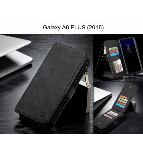 Galaxy A8 PLUS (2018) Case Retro Flannelette leather case multi cards zipper